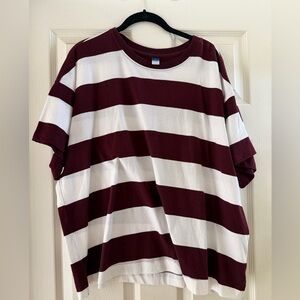 Old Navy Wide Striped Short Sleeve Tee - White & Burgundy